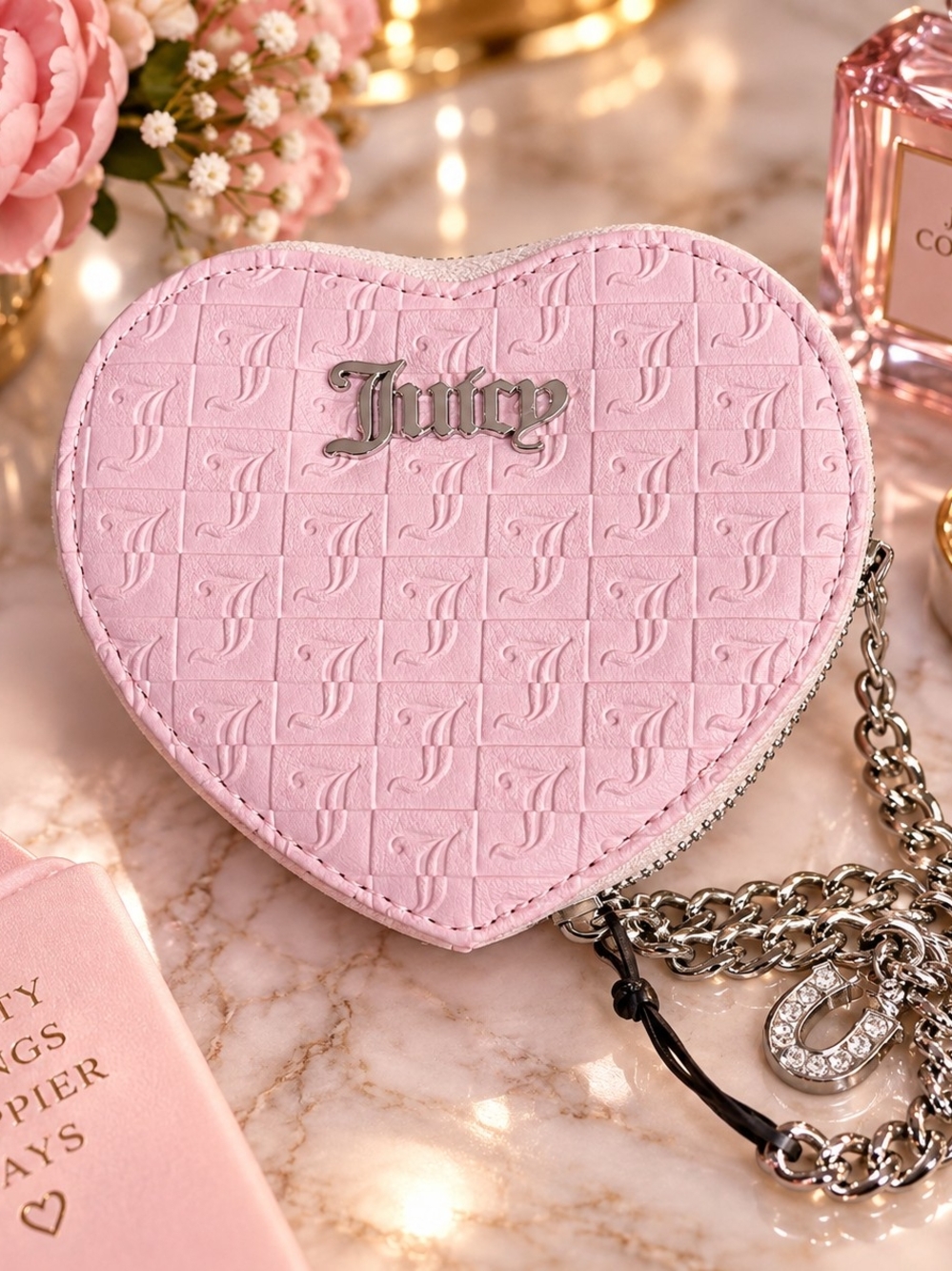 Juicy Couture Pink Heart Rhinestone wristlet